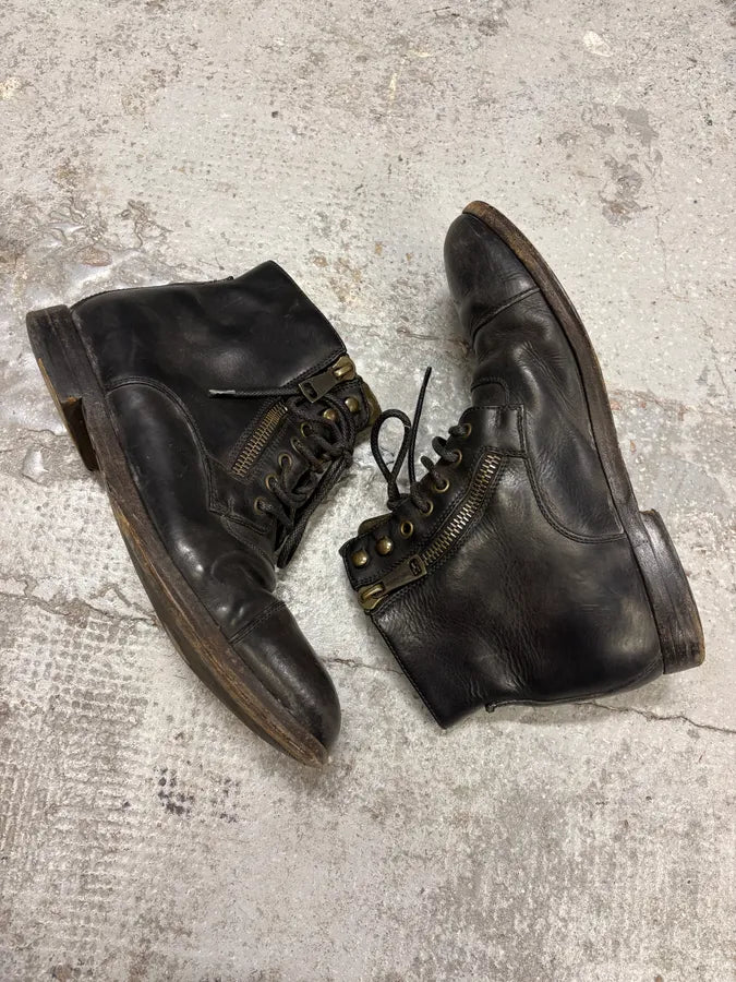 2000s Dolce & Gabbana Zip Black Leather Boots IKytAKa 5