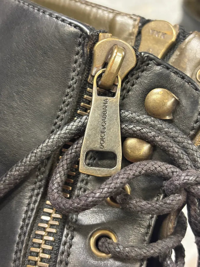 2000s Dolce & Gabbana Zip Black Leather Boots IKytAKa 7