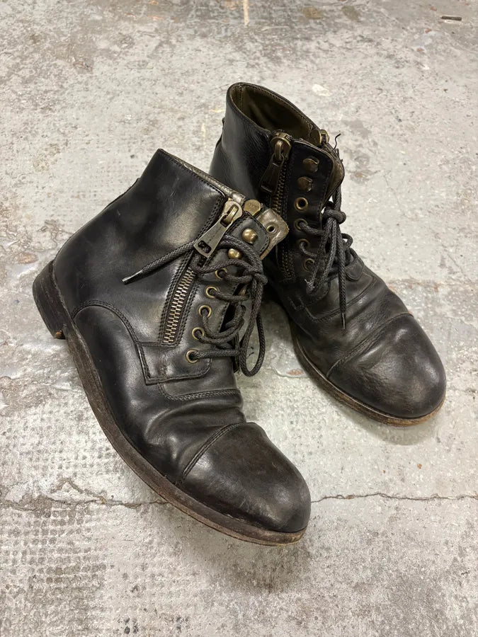 2000s Dolce & Gabbana Zip Black Leather Boots IKytAKa 4