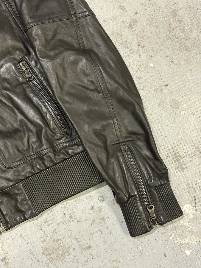 2000s Dolce & Gabbana Zip Black Leather Jacket eumpYqO 6