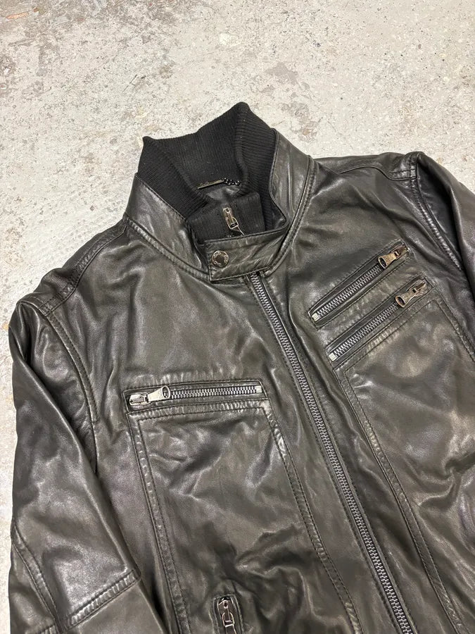 2000s Dolce & Gabbana Zip Black Leather Jacket eumpYqO 4