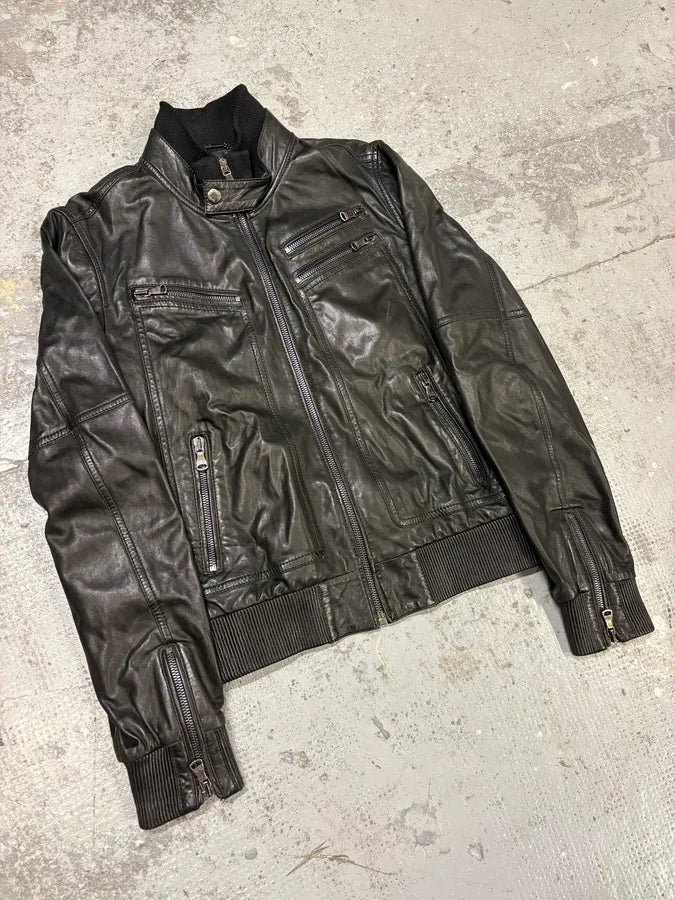 2000s Dolce & Gabbana Zip Black Leather Jacket eumpYqO 3