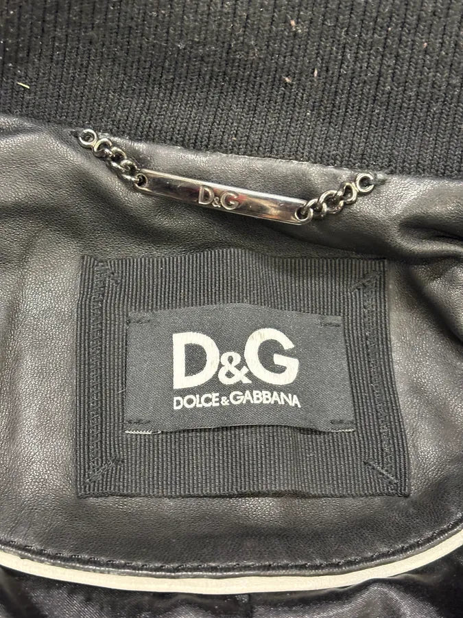 2000s Dolce & Gabbana Zip Black Leather Jacket eumpYqO 9