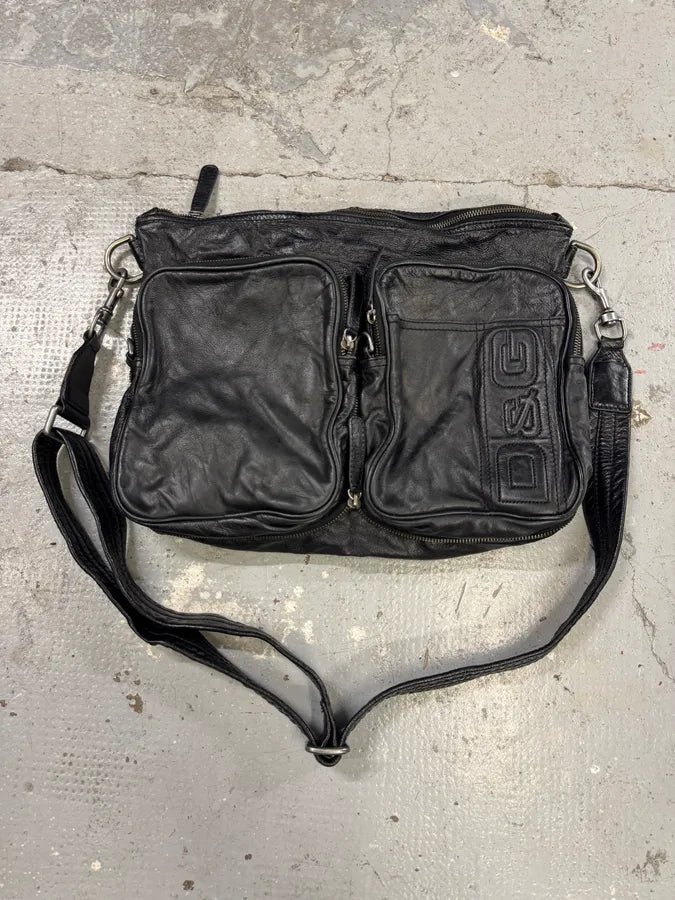 2000s Dolce & Gabbana Zip Cargo Black Leather Shoulder Bag (OS) xGYmrdS 6
