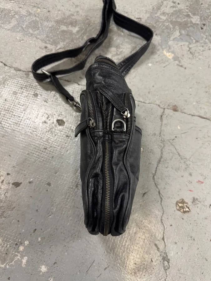 2000s Dolce & Gabbana Zip Cargo Black Leather Shoulder Bag (OS) xGYmrdS 7