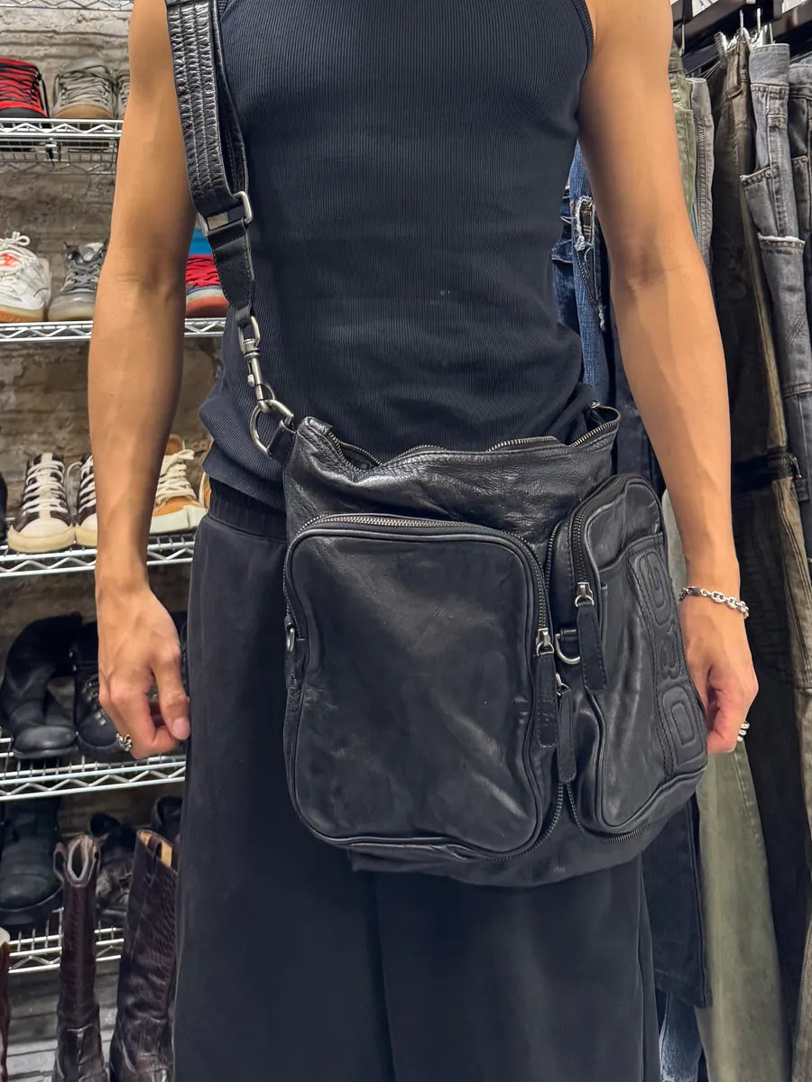 2000s Dolce & Gabbana Zip Cargo Black Leather Shoulder Bag (OS) xGYmrdS 8