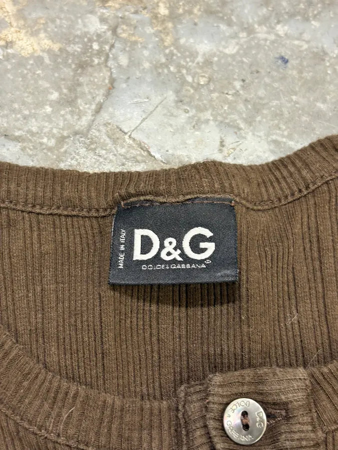 2000s Dolce & Gabbanaa Brown Henley Longsleeves NIoolNq 8