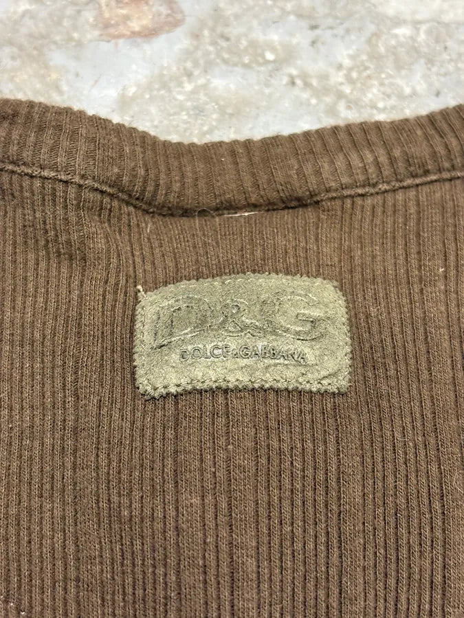 2000s Dolce & Gabbanaa Brown Henley Longsleeves NIoolNq 7