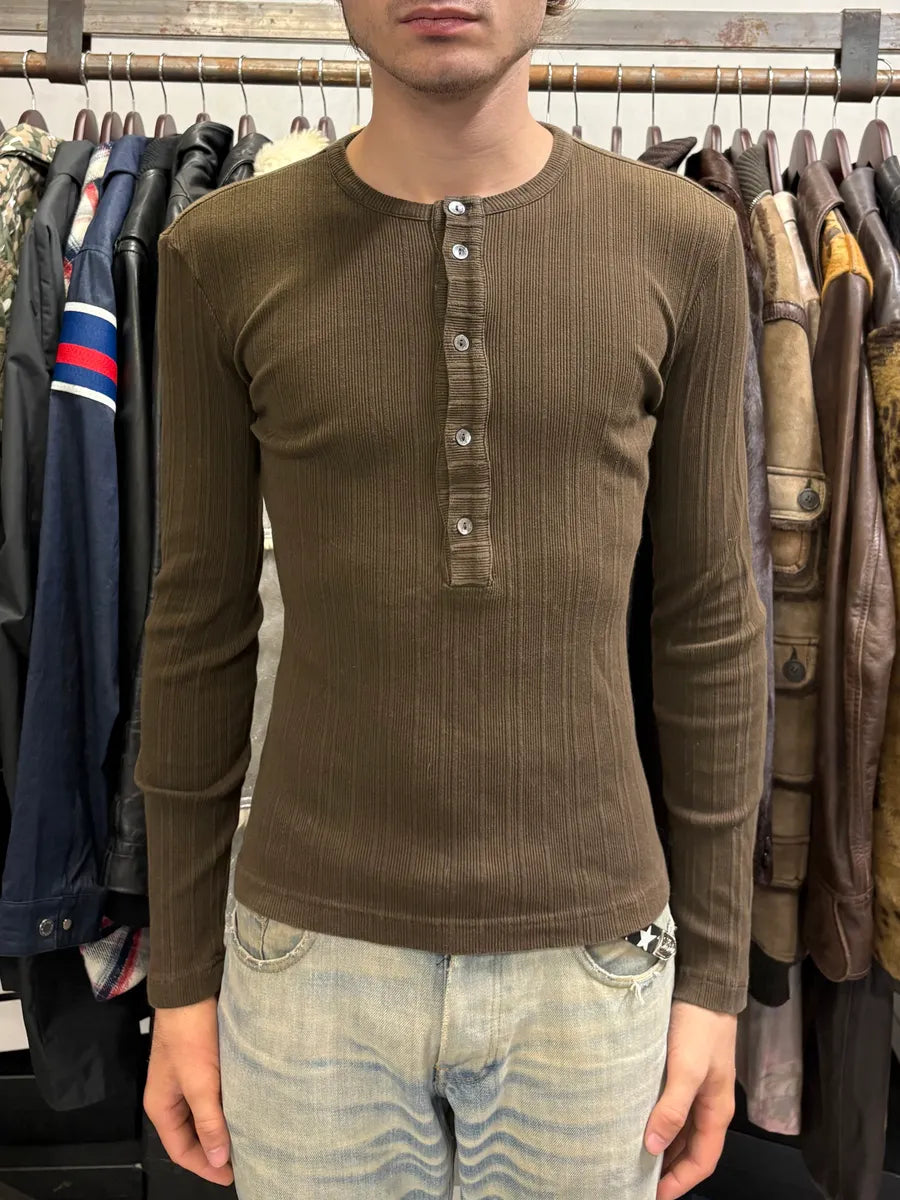 2000s Dolce & Gabbanaa Brown Henley Longsleeves NIoolNq 1
