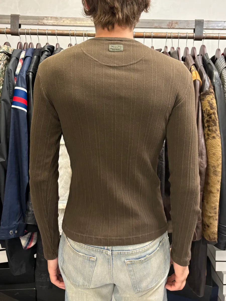 2000s Dolce & Gabbanaa Brown Henley Longsleeves NIoolNq 2