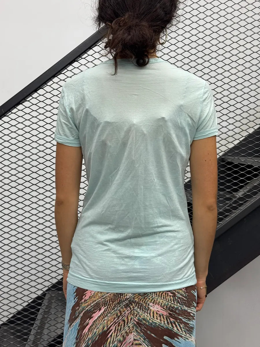 2000s Dolce & Gabbana Aqua Marilyn Monroe V-Neck T-Shirt  SzqINAl 1