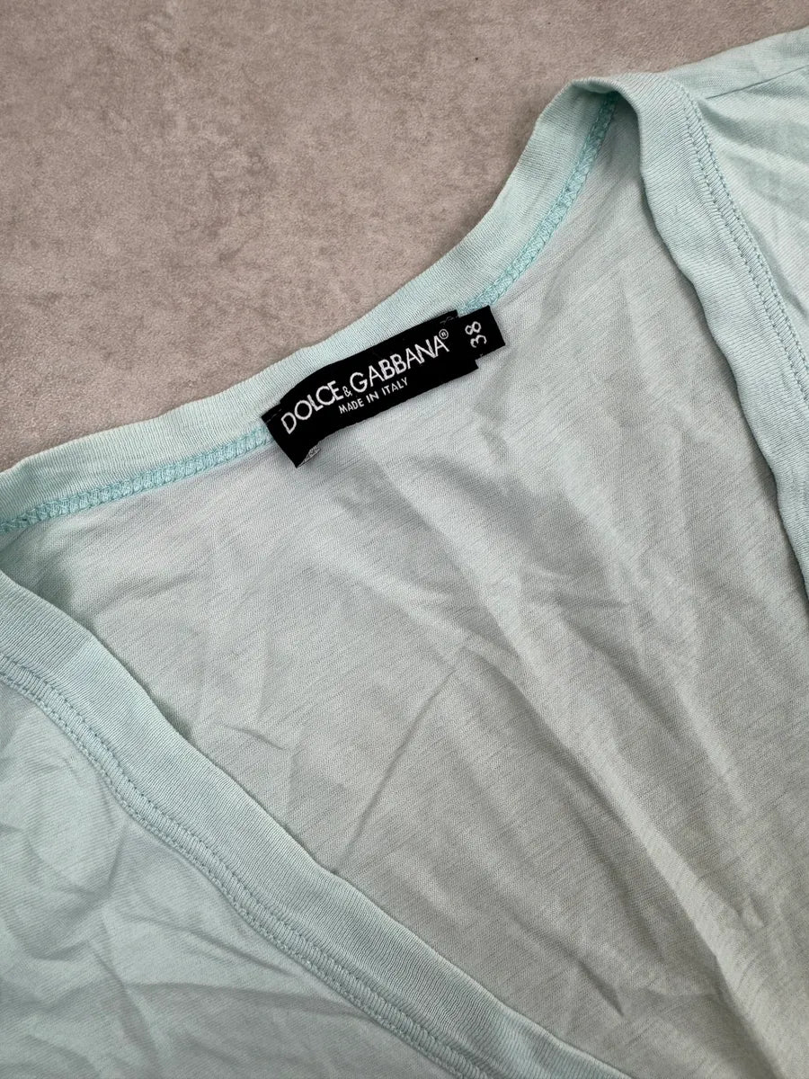2000s Dolce & Gabbana Aqua Marilyn Monroe V-Neck T-Shirt  SzqINAl 6