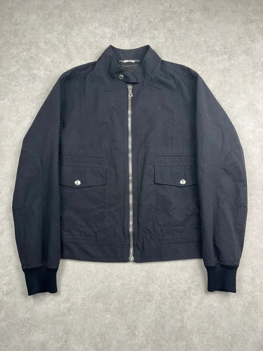 2000s Dolce & Gabbana Black Nylon Stand Collar Bomber Jacket LJVGxjDD 0