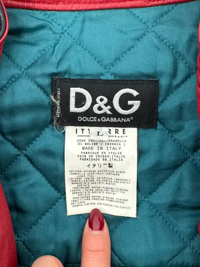 2000s Dolce & Gabbana Blue & Black Racing Biker Leather Jacket MmMNGFs 8