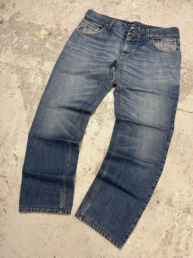 2000s Dolce & Gabbana Blue Regular Denim Jeans zzHqCuD 4