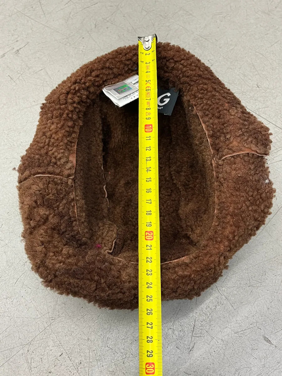 2000s Dolce & Gabbana Camel Suede Shearling Logo Hat hDiQjjo 11
