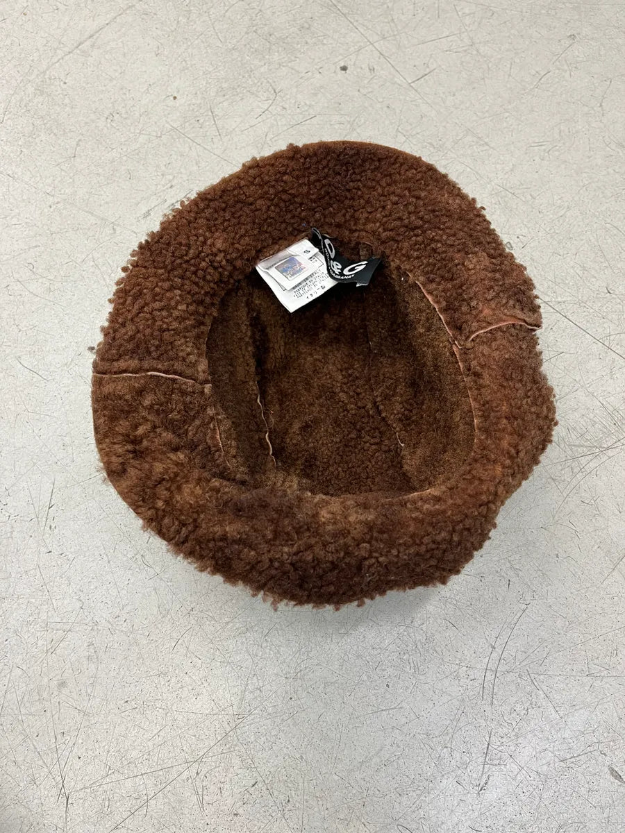 2000s Dolce & Gabbana Camel Suede Shearling Logo Hat hDiQjjo 8