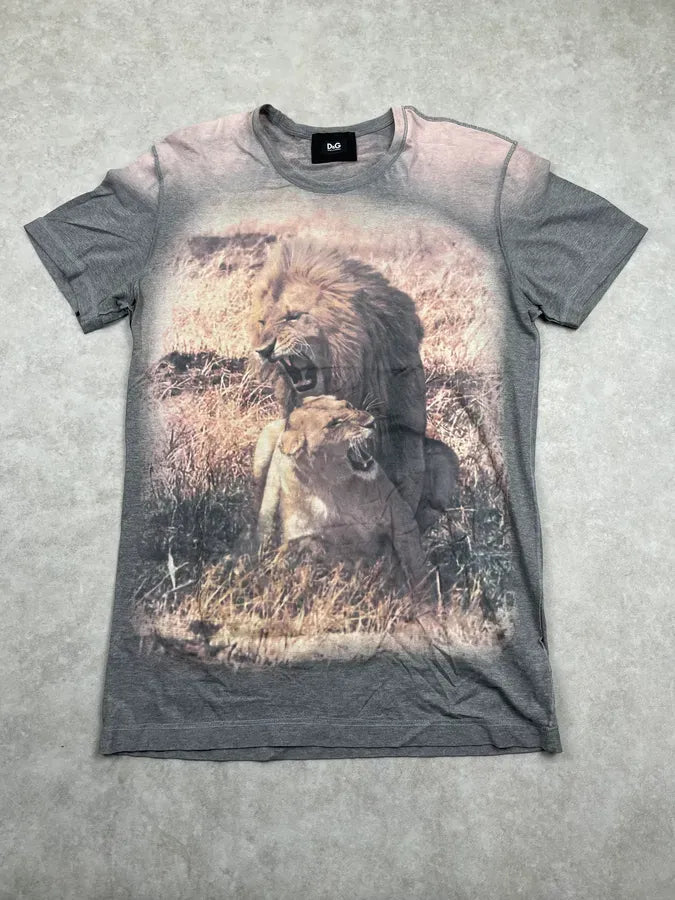 2000s Dolce & Gabbana Grey Lion Kenia Pleasure T-Shirt vtOSGPd 0