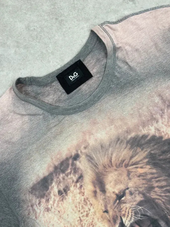 2000s Dolce & Gabbana Grey Lion Kenia Pleasure T-Shirt vtOSGPd 6