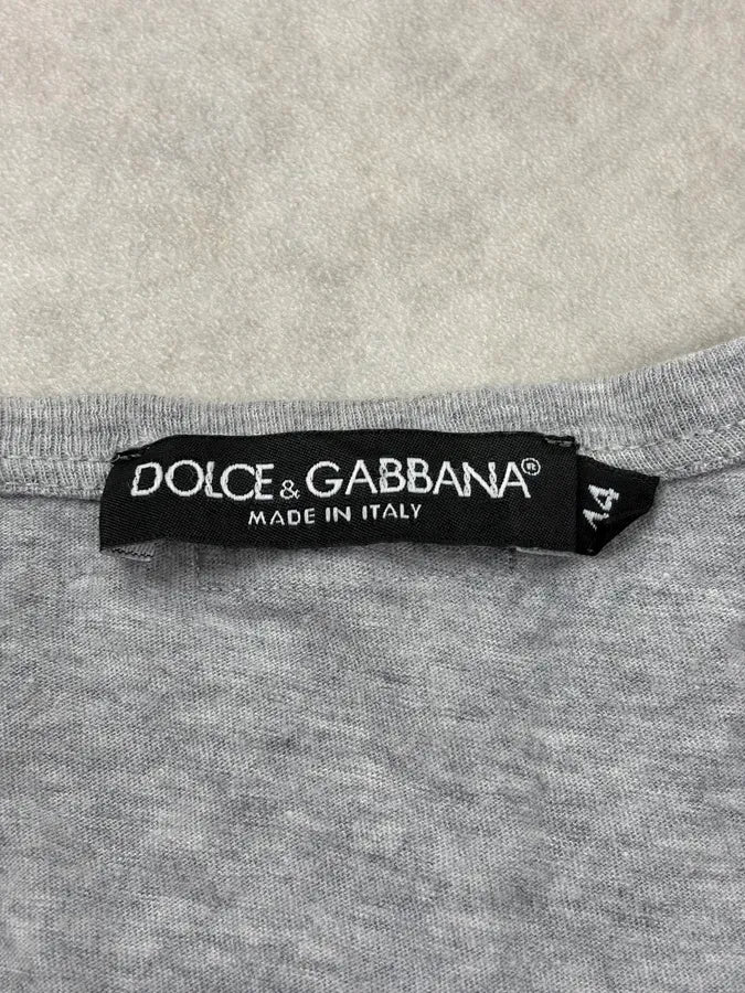2000s Dolce & Gabbana Grey Tyson V-Neck T-Shirt nszmWPc 8