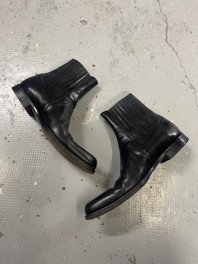 2000s Dolce Gabbana Multi Stitch Black Leather Boots MnDqIJp 1