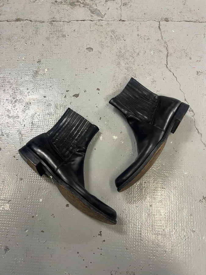 2000s Dolce Gabbana Multi Stitch Black Leather Boots MnDqIJp 2