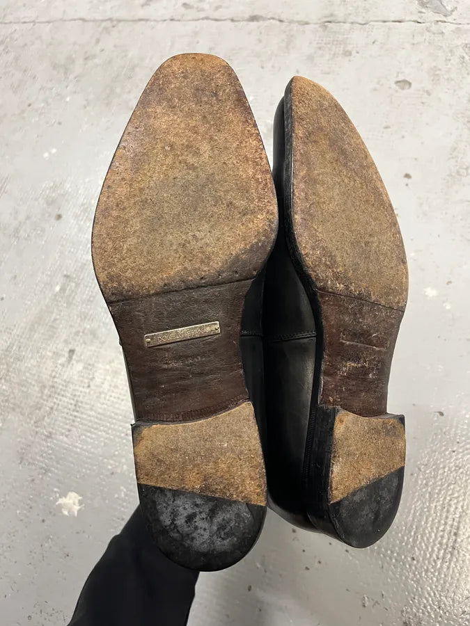 2000s Dolce Gabbana Multi Stitch Black Leather Boots MnDqIJp 5