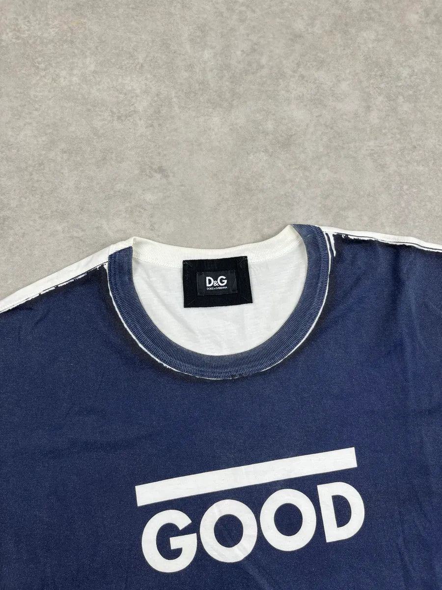 2000s Dolce & Gabbana Navy "Good" Graphic T-Shirt uRxqyPD 4