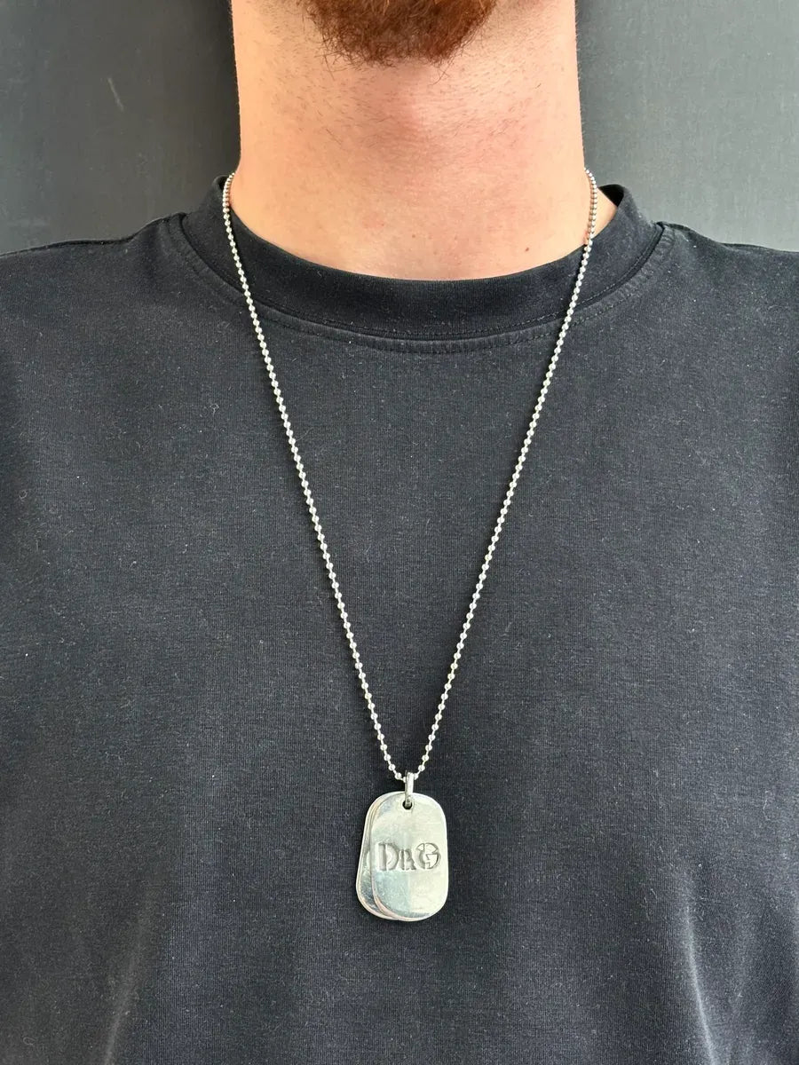2000s Dolce & Gabbana Silver Metal Heart Dog Tag Necklace IEdvQYu 1
