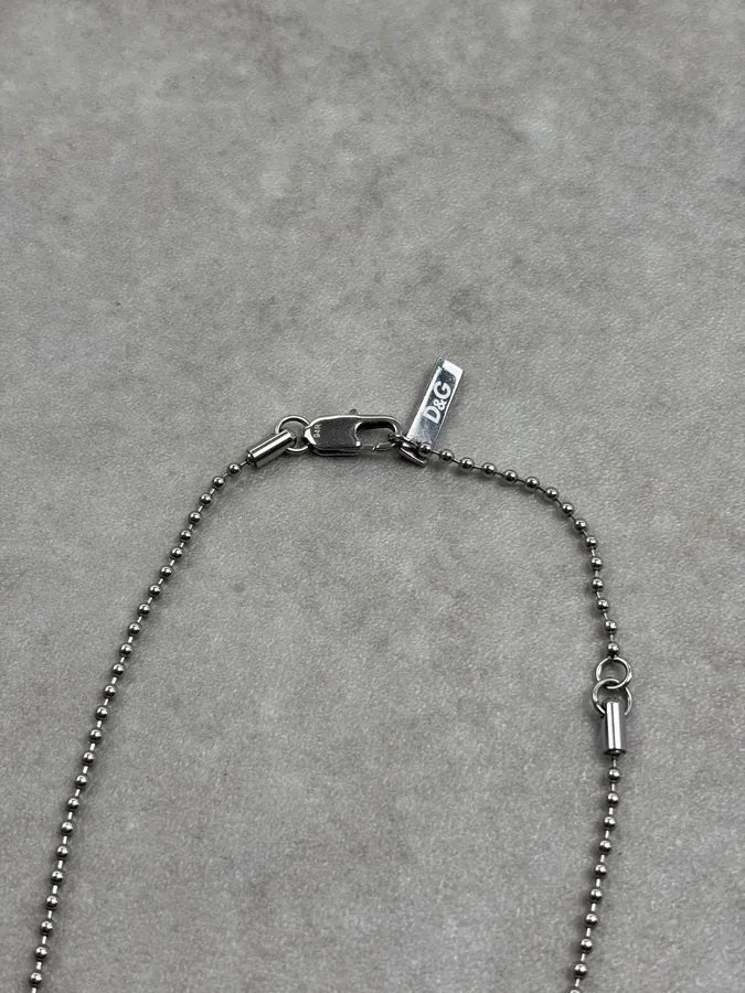 2000s Dolce & Gabbana Silver Metal Heart Dog Tag Necklace IEdvQYu 5