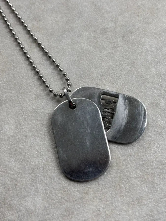 2000s Dolce & Gabbana Silver Metal Heart Dog Tag Necklace IEdvQYu 9