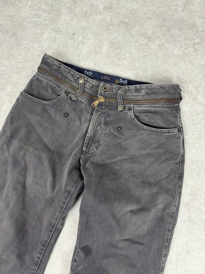 AW2003 Dolce & Gabbana Taupe Zip Waisted Jeans AWwqqyw 1
