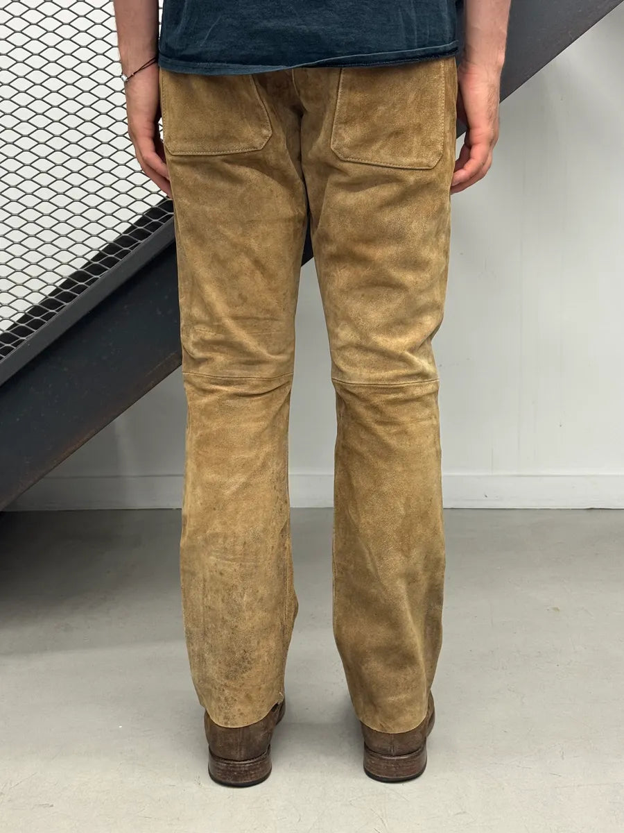 2000s Domenico Croci Suede Camel Leather Pants YurstVE 3