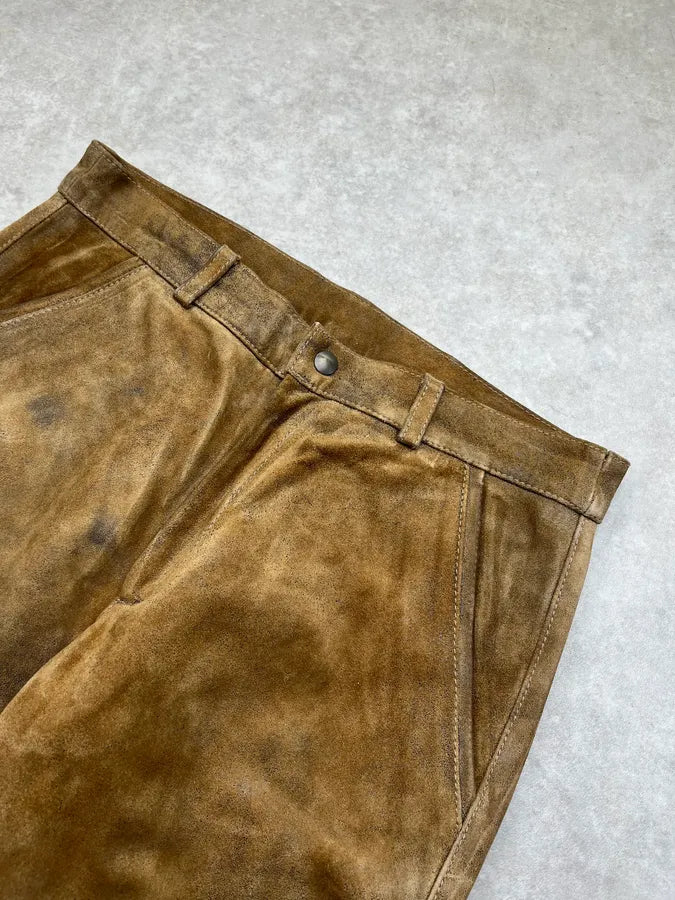 2000s Domenico Croci Suede Camel Leather Pants YurstVE 5