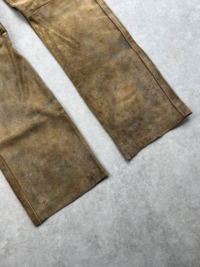 2000s Domenico Croci Suede Camel Leather Pants YurstVE 6