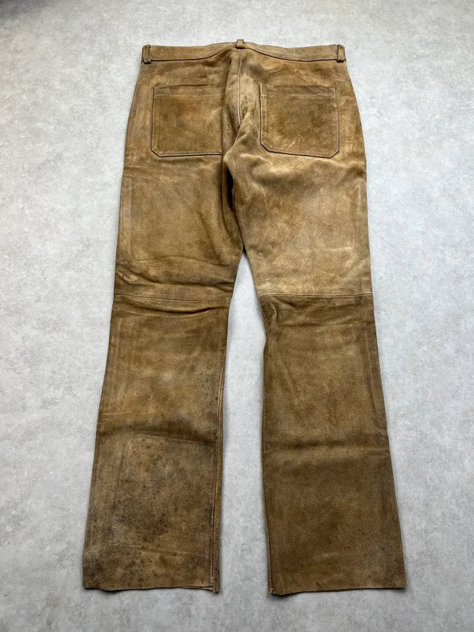 2000s Domenico Croci Suede Camel Leather Pants YurstVE 7