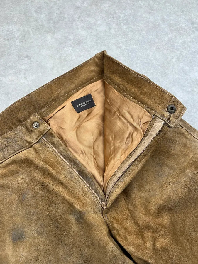 2000s Domenico Croci Suede Camel Leather Pants YurstVE 9