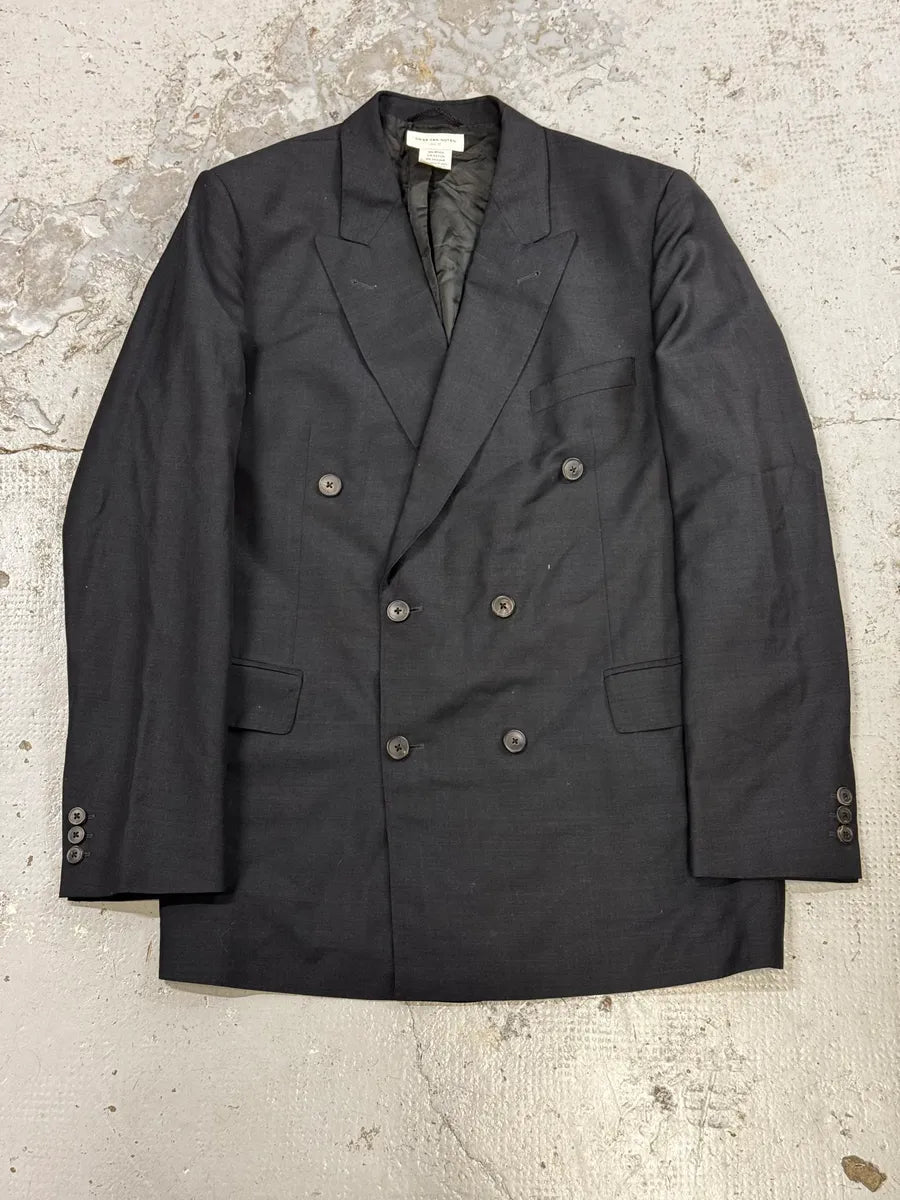 2000s Dries Van Noten Dark Grey Asymmetrical Officer Blazer Jacket eRDAHZF 0
