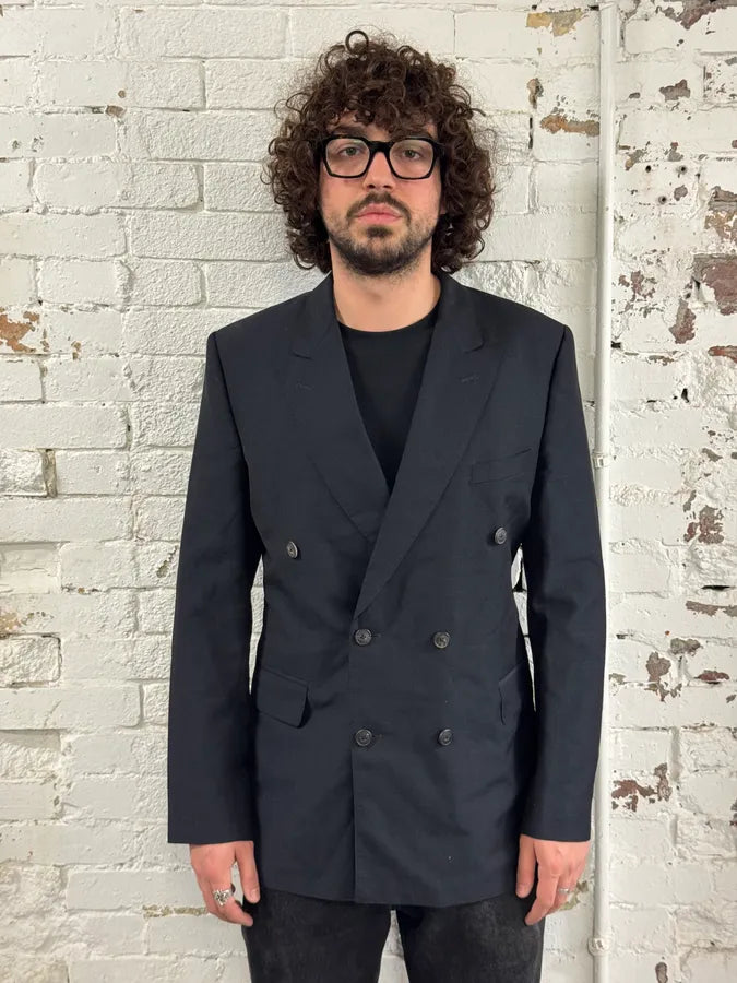2000s Dries Van Noten Dark Grey Asymmetrical Officer Blazer Jacket eRDAHZF 1
