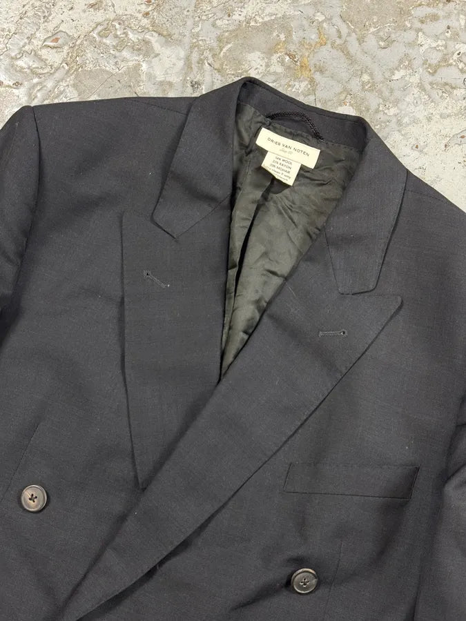 2000s Dries Van Noten Dark Grey Asymmetrical Officer Blazer Jacket eRDAHZF 7