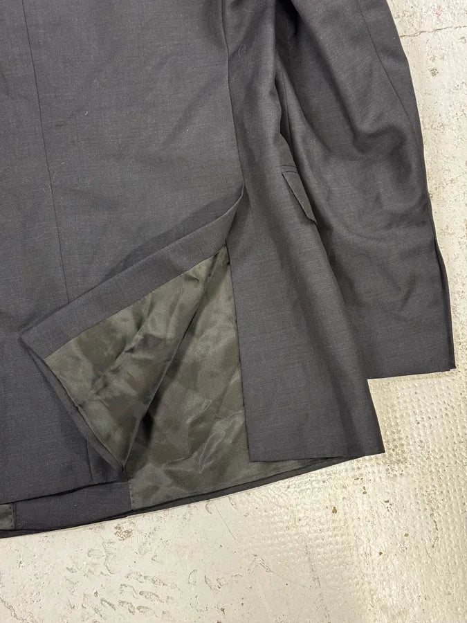 2000s Dries Van Noten Dark Grey Asymmetrical Officer Blazer Jacket eRDAHZF 10