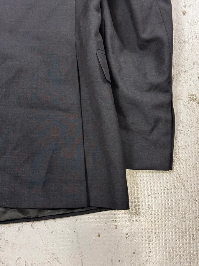 2000s Dries Van Noten Dark Grey Asymmetrical Officer Blazer Jacket eRDAHZF 9