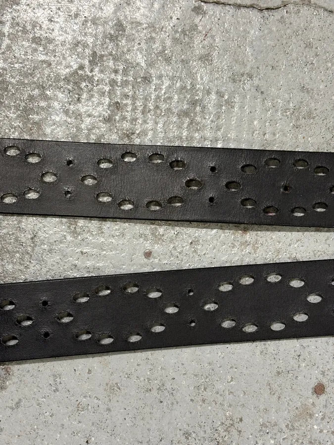 2000s Dries Van Noten Black Contemporary Perfored Leather Belt ChoBPEG 7