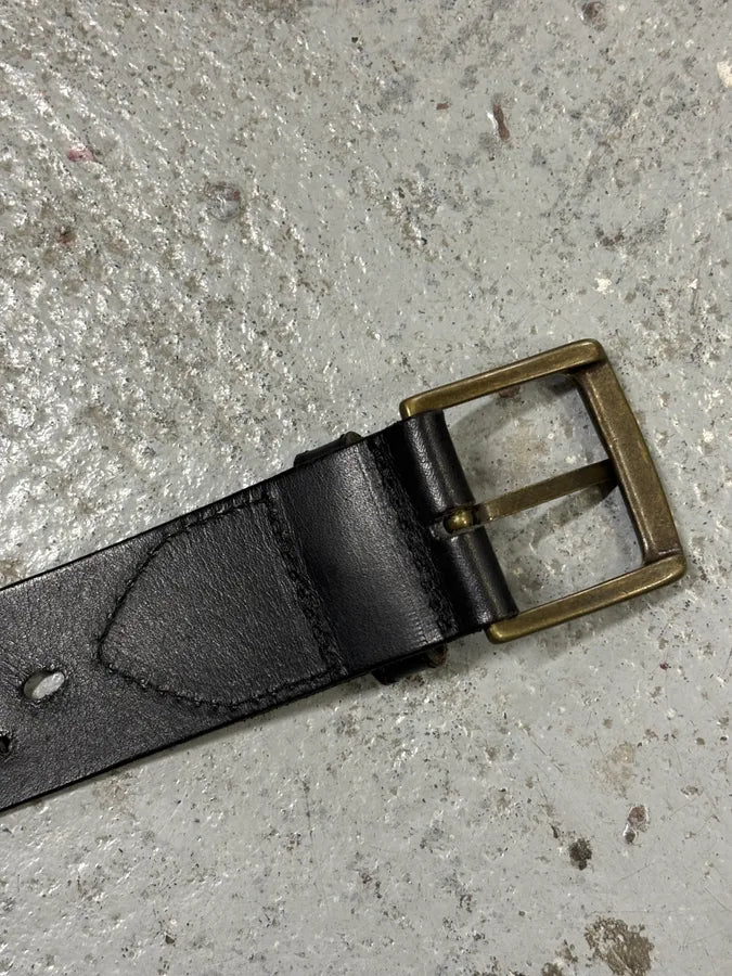 2000s Dries Van Noten Black Contemporary Perfored Leather Belt ChoBPEG 6