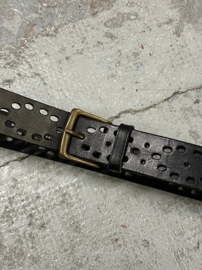 2000s Dries Van Noten Black Contemporary Perfored Leather Belt ChoBPEG 2