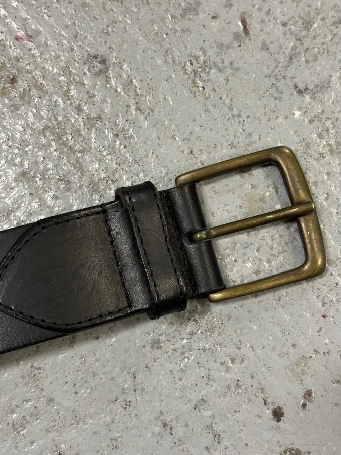 2000s Dries Van Noten Black Contemporary Perfored Leather Belt ChoBPEG 4