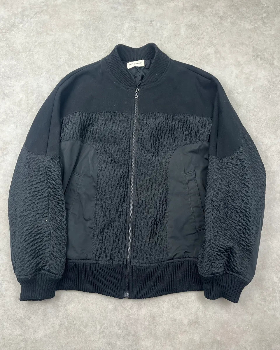 Dries Van Noten Black Hybrid Waffle Jacket JUehLUJ 0