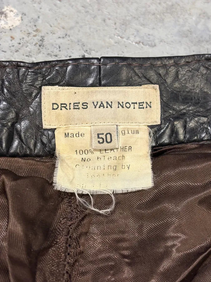 2000s Dries Van Noten Black Eroded Leather Pants gFQQuIW 8