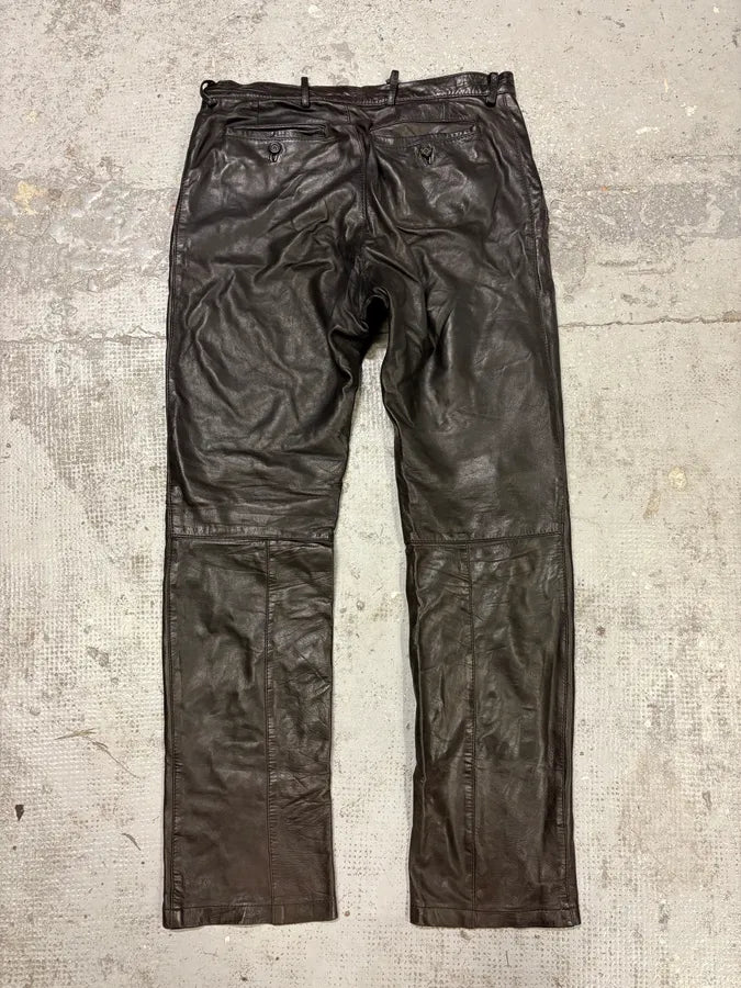 2000s Dries Van Noten Black Eroded Leather Pants gFQQuIW 6