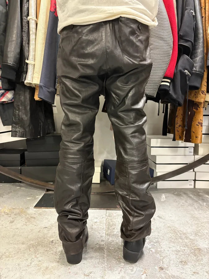 2000s Dries Van Noten Black Eroded Leather Pants gFQQuIW 3